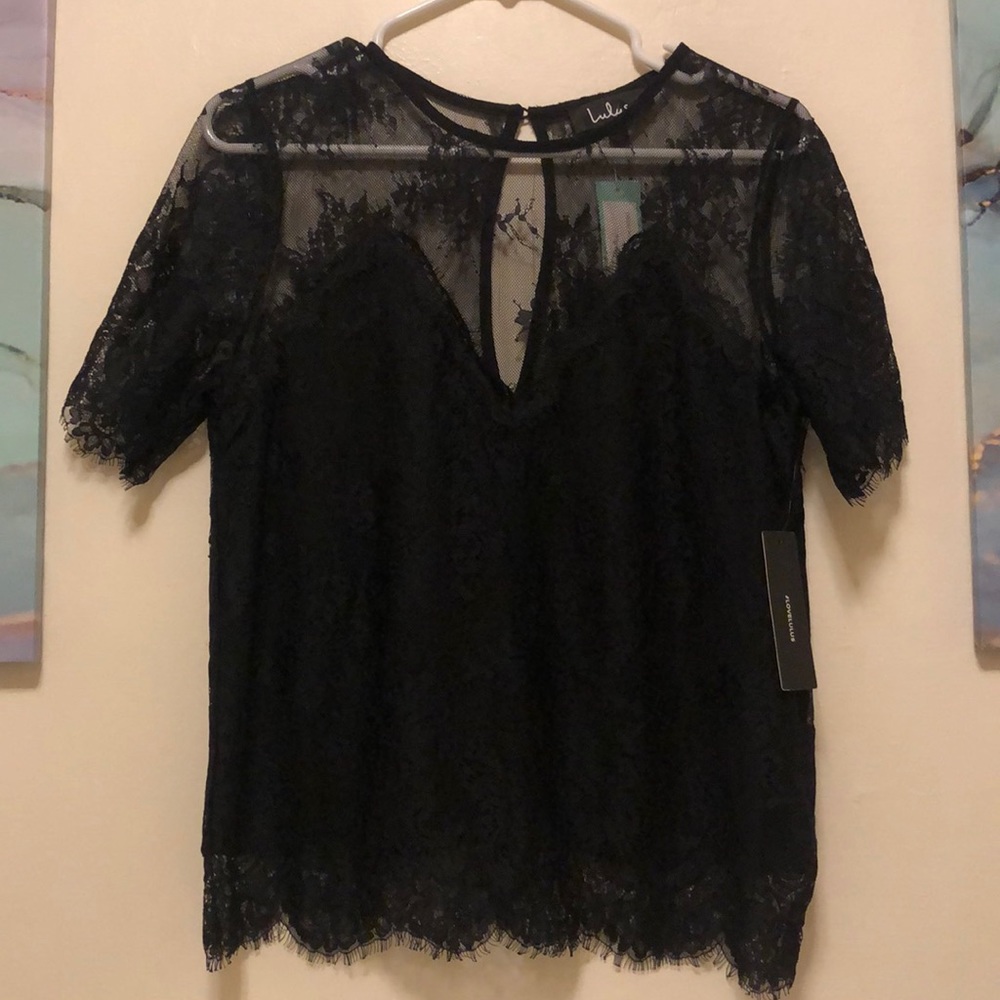 Lulus Black Lace Top